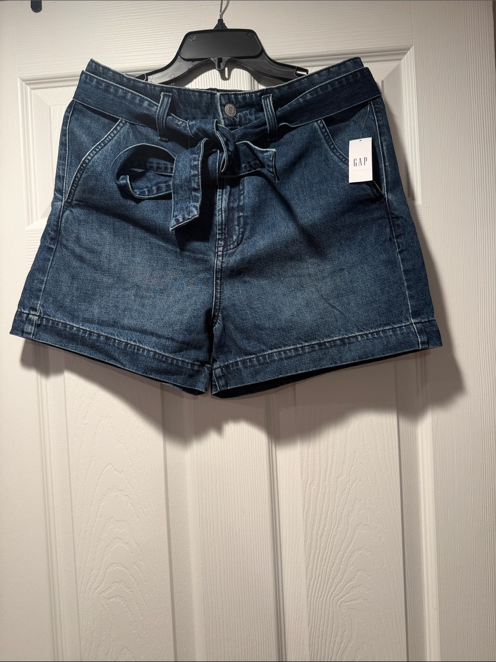 GAP Indigo Denim Paperbag Waist Tie-Front Shorts